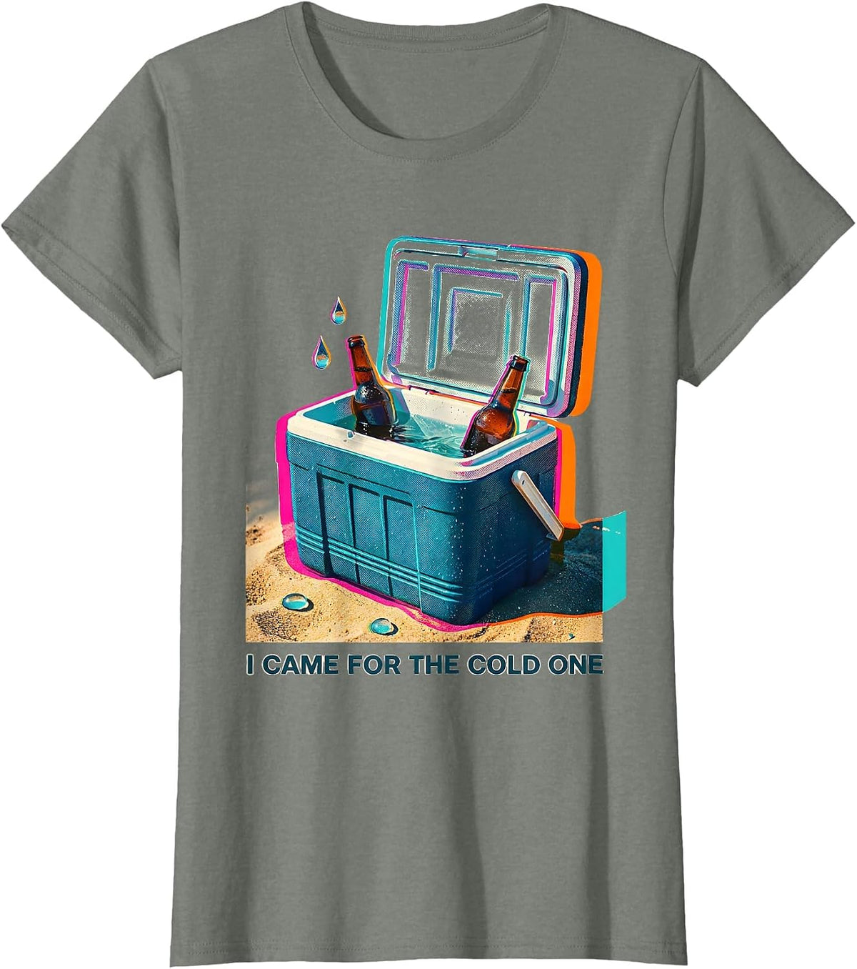 I Came For The Cold One Funny Retro Beach Summer Vacation T-Shirt - Olive Heather