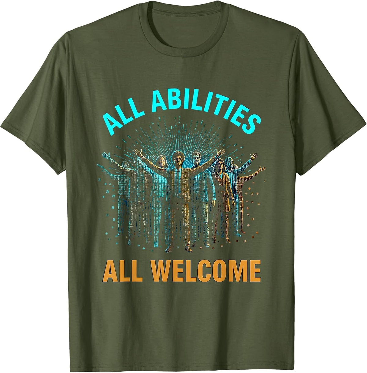 All Abilities All Welcome Special Education Design T-Shirt - Olive Green