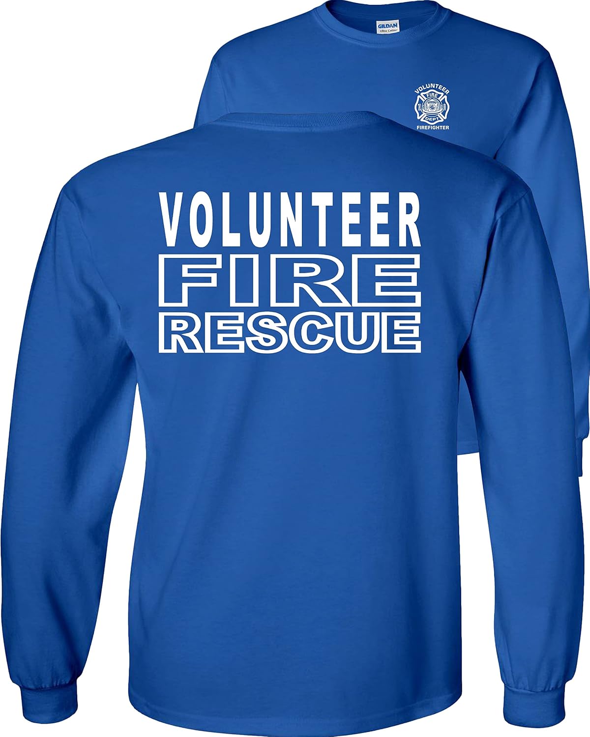 Volunteer Fire Rescue Long Sleeve Shirt Firefighter VFD - Royal