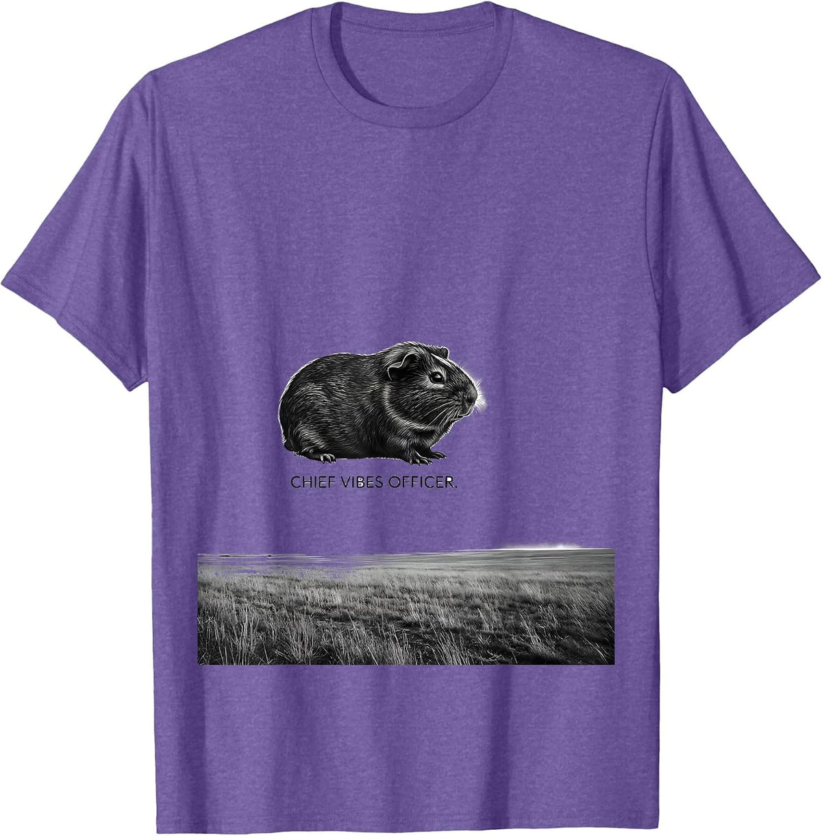 Men's Chief Vibes Officer Funny Guinea Pig Meme Bootleg Animal T-Shirt - Purple Heather