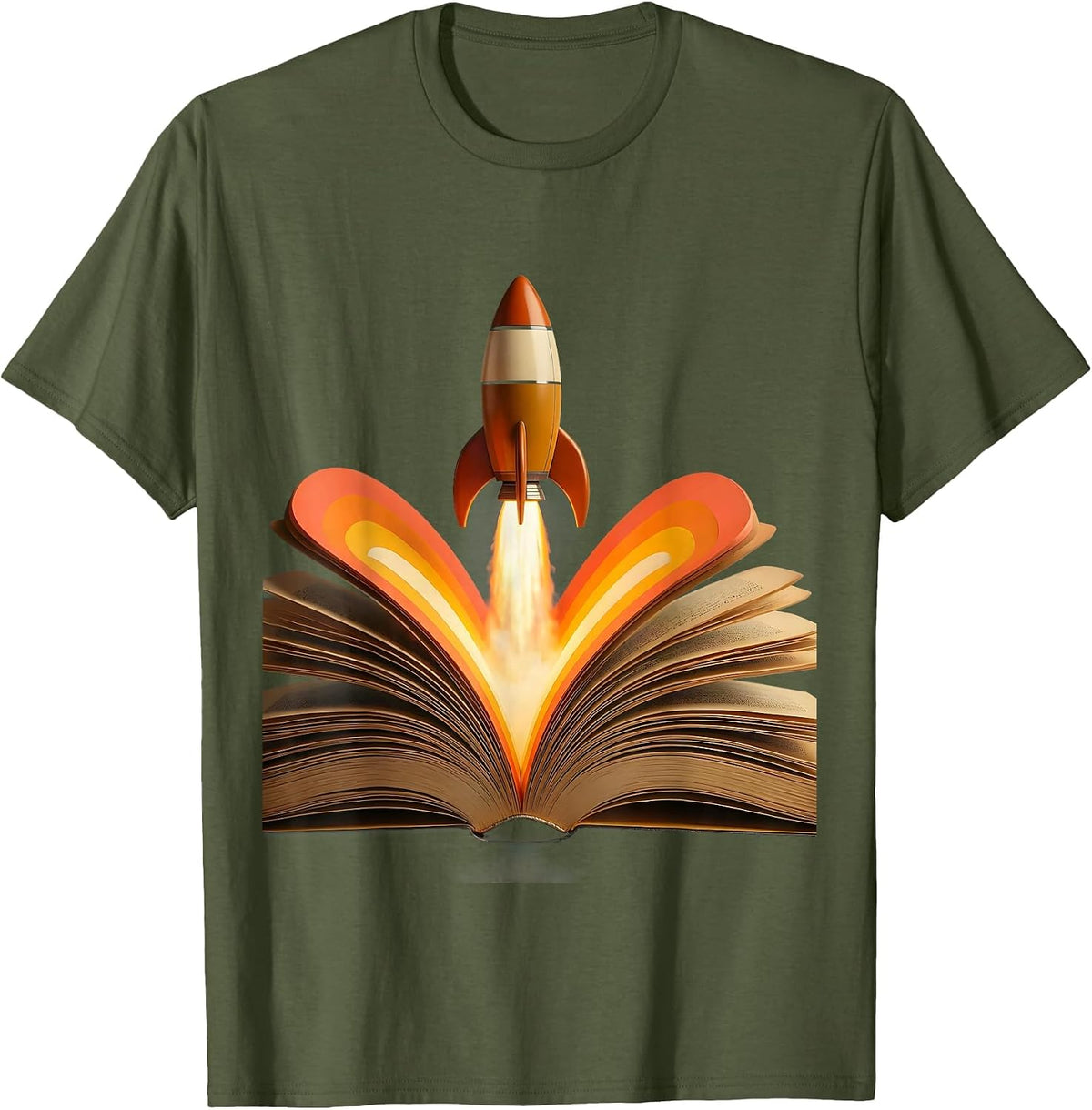 Sped Teacher Rocket Launch Textbook Graphic T-Shirt - Olive Green