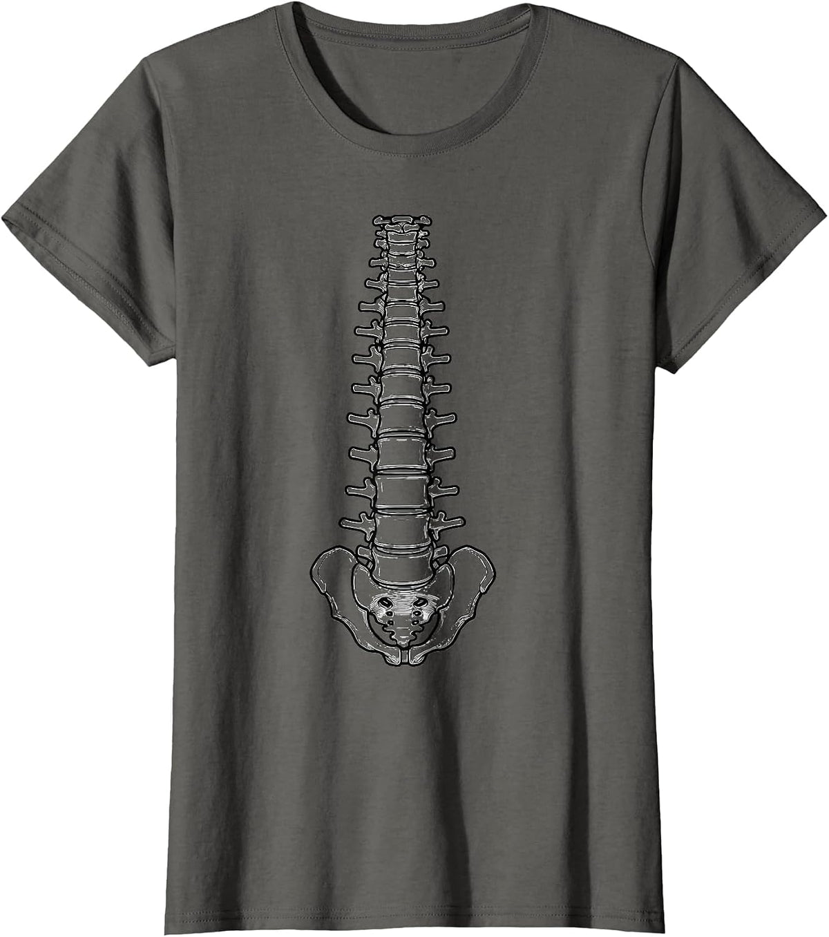 Women's Human Spine Block Tower Medical Assistant Graphic T-Shirt - Asphalt Grey