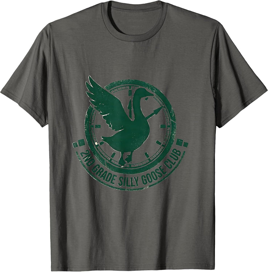 2nd Grade Silly Goose Club Funny Teacher Back To School T-Shirt - Asphalt Grey