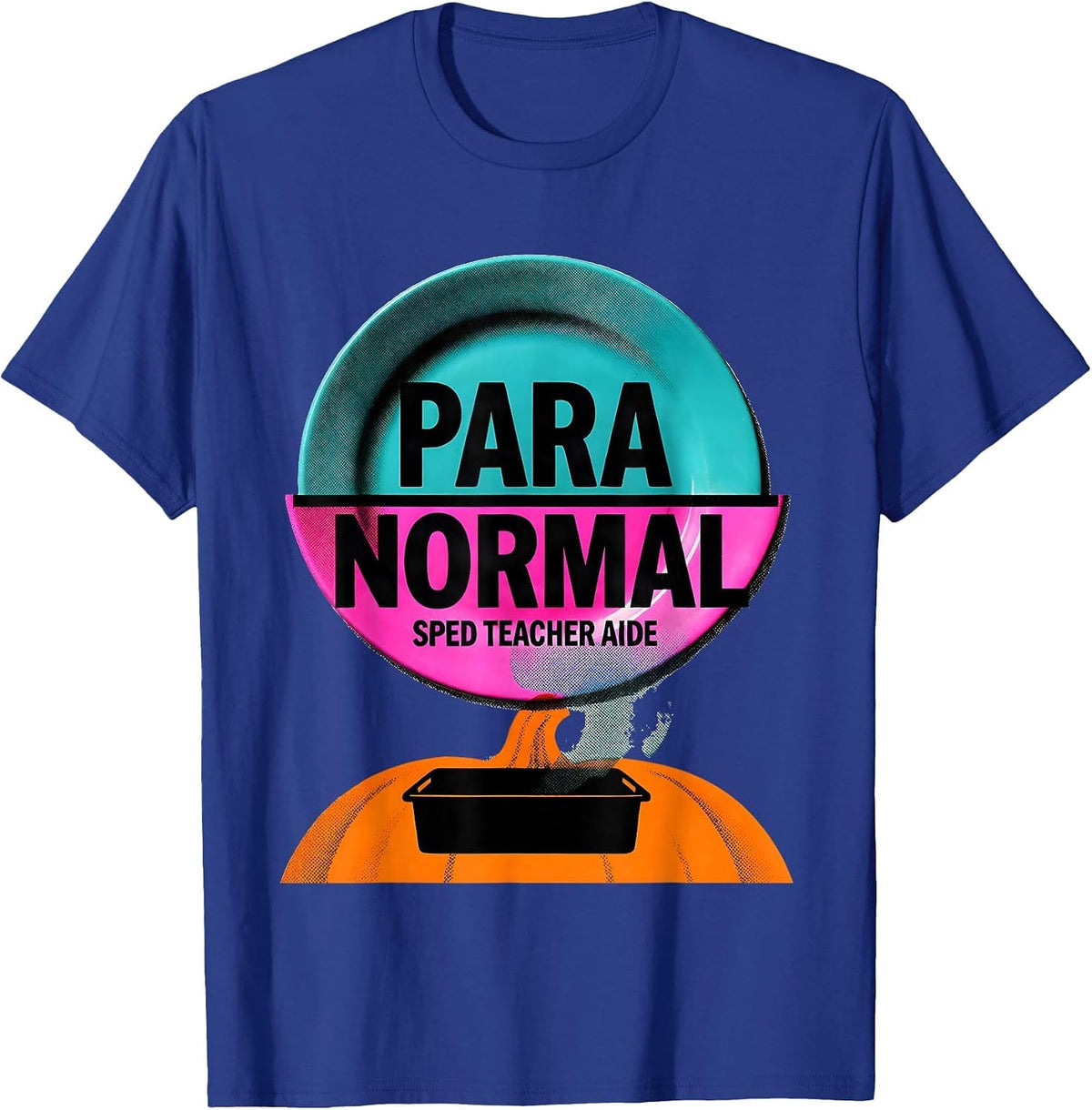 Para Normal SPED Teacher Aide Ghost Risograph Halloween T-Shirt - Royal Blue