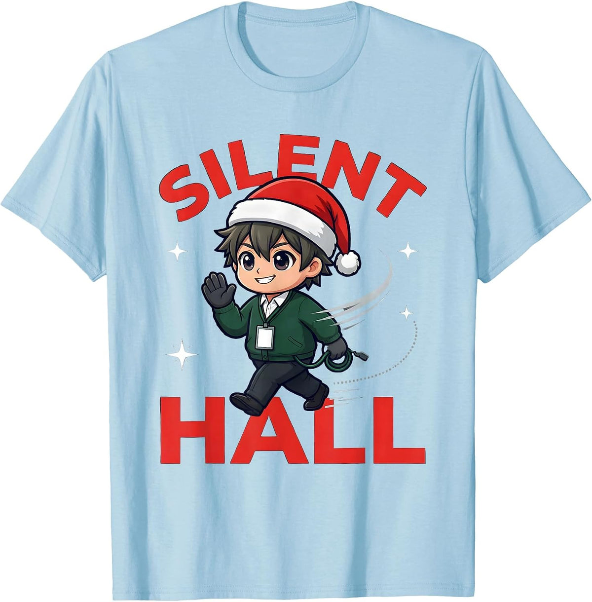 Men's SILENT HALL Funny School Staff Christmas Humor T-Shirt - Baby Blue