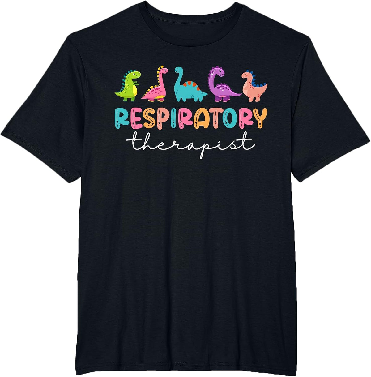 Pediatric Respiratory Therapy RT Therapist RT Dinosaurs T-Shirt - Black
