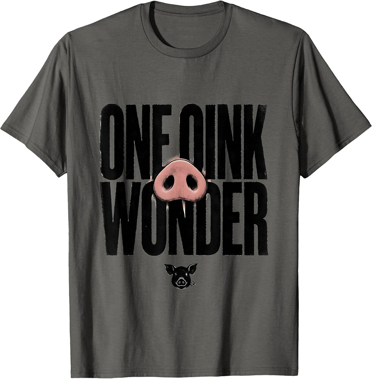 One Oink Wonder Funny Pig Farm Animal Lover Humor Novelty T-Shirt - Asphalt Grey