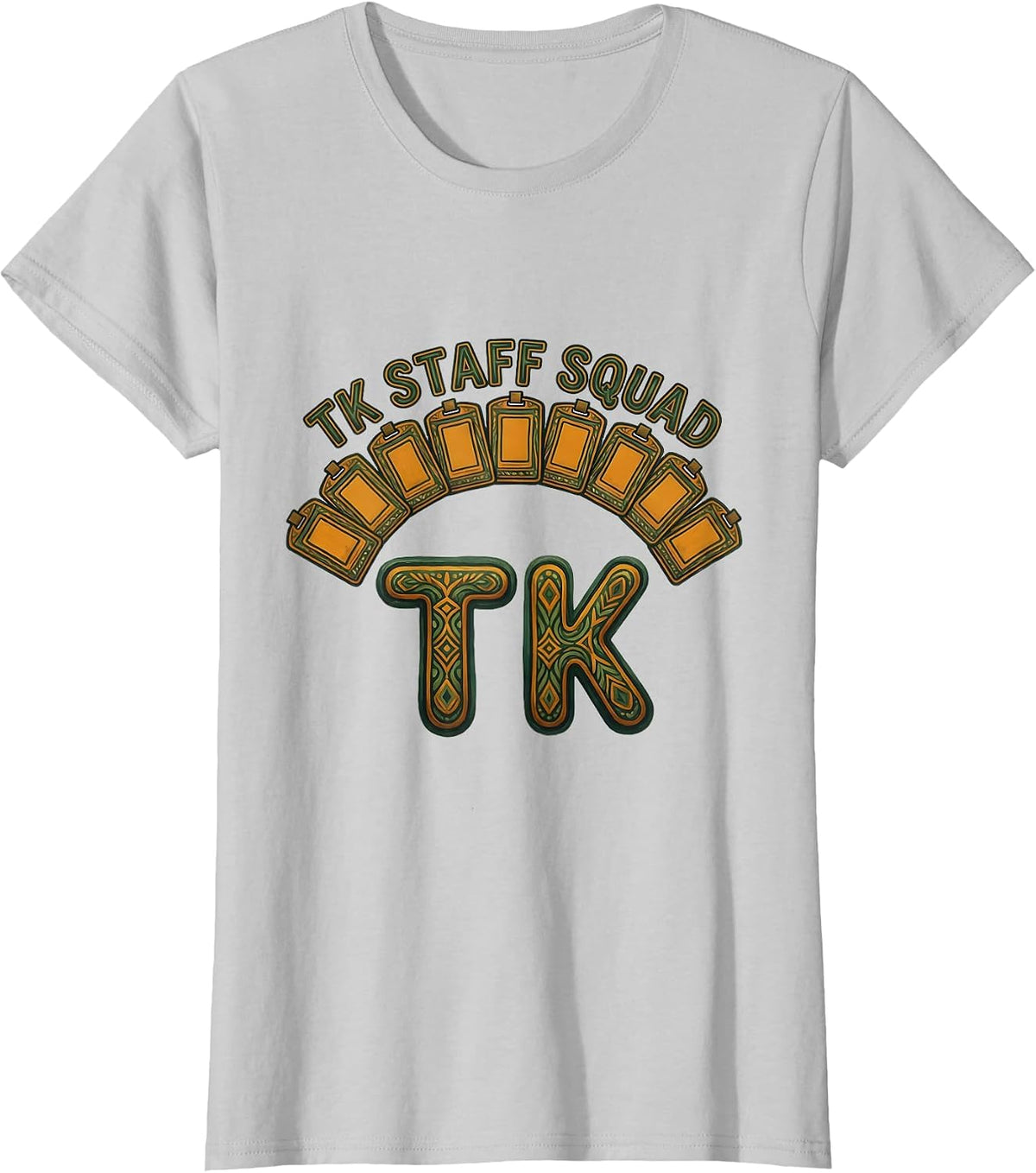 Women's TK Staff Squad Folk Art Transitional Kindergarten Teacher T-Shirt - Silver Grey