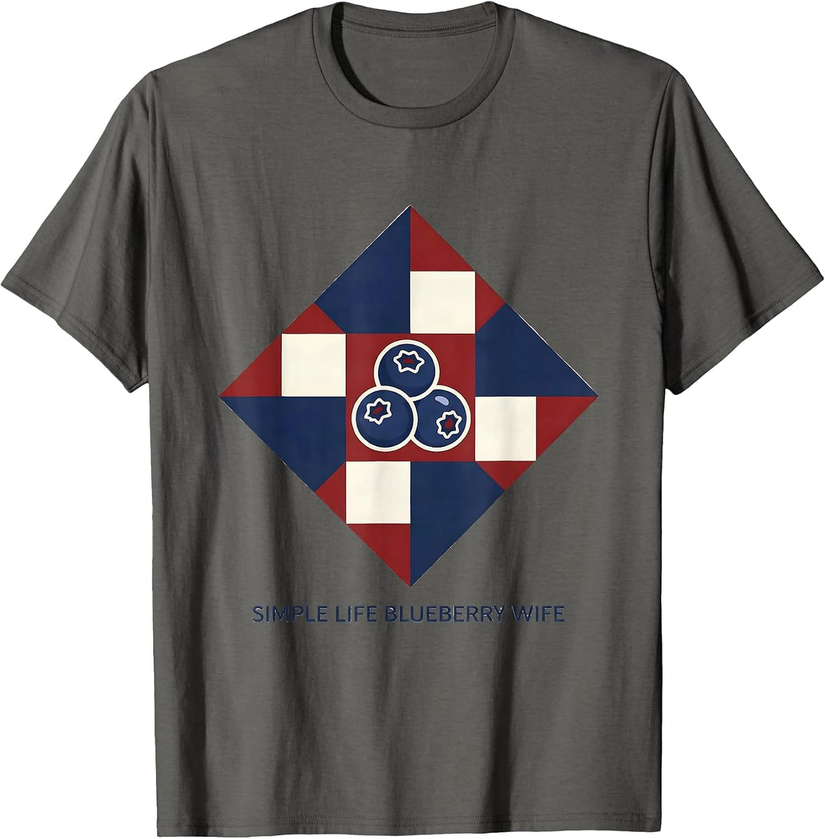 Men's Simple Life Blueberry Wife Red White and Blue Design T-Shirt - Asphalt Grey