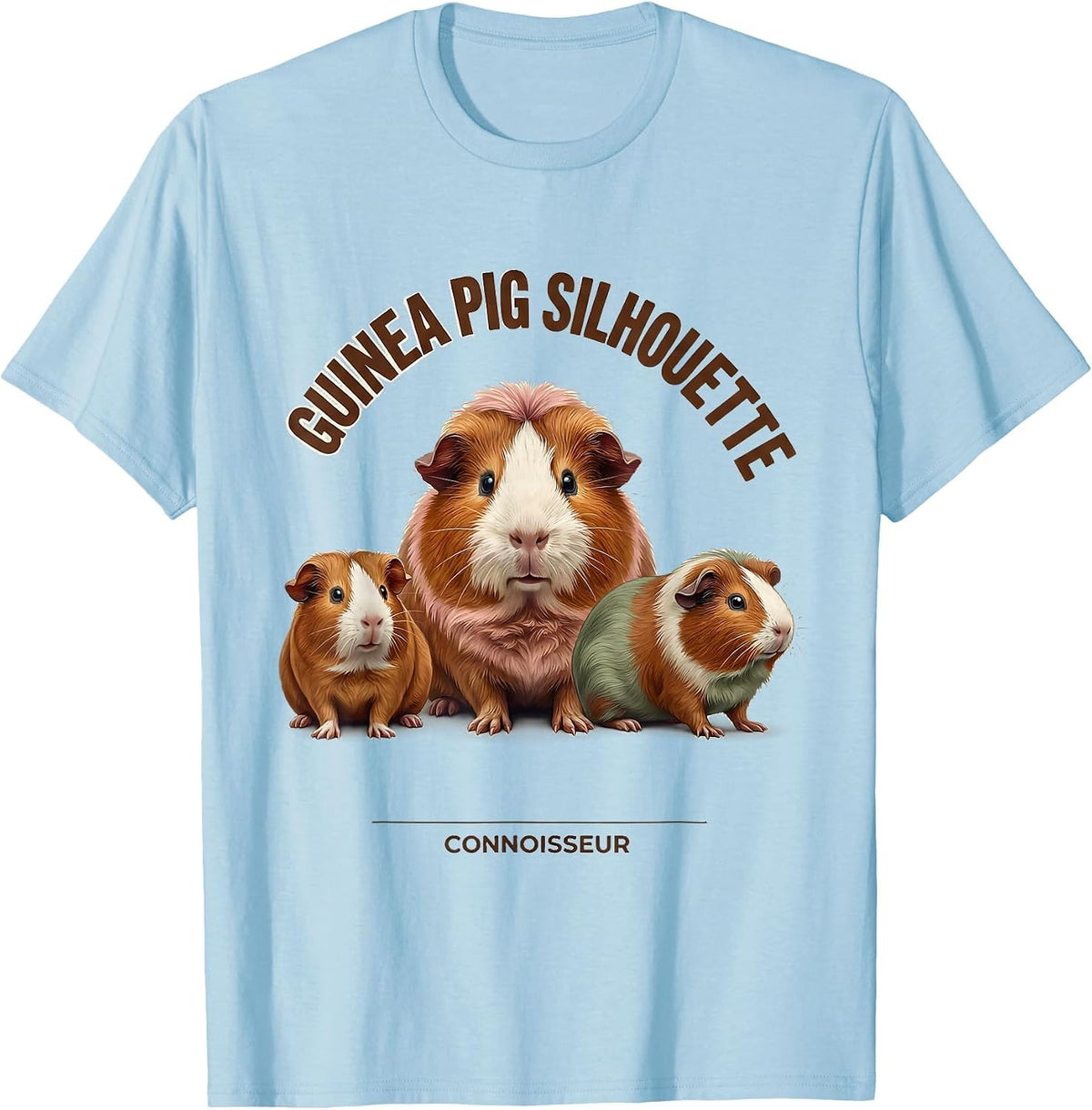 Guinea Pig Silhouette Connoisseur Funny Pet Lover Gift T-Shirt - Baby Blue