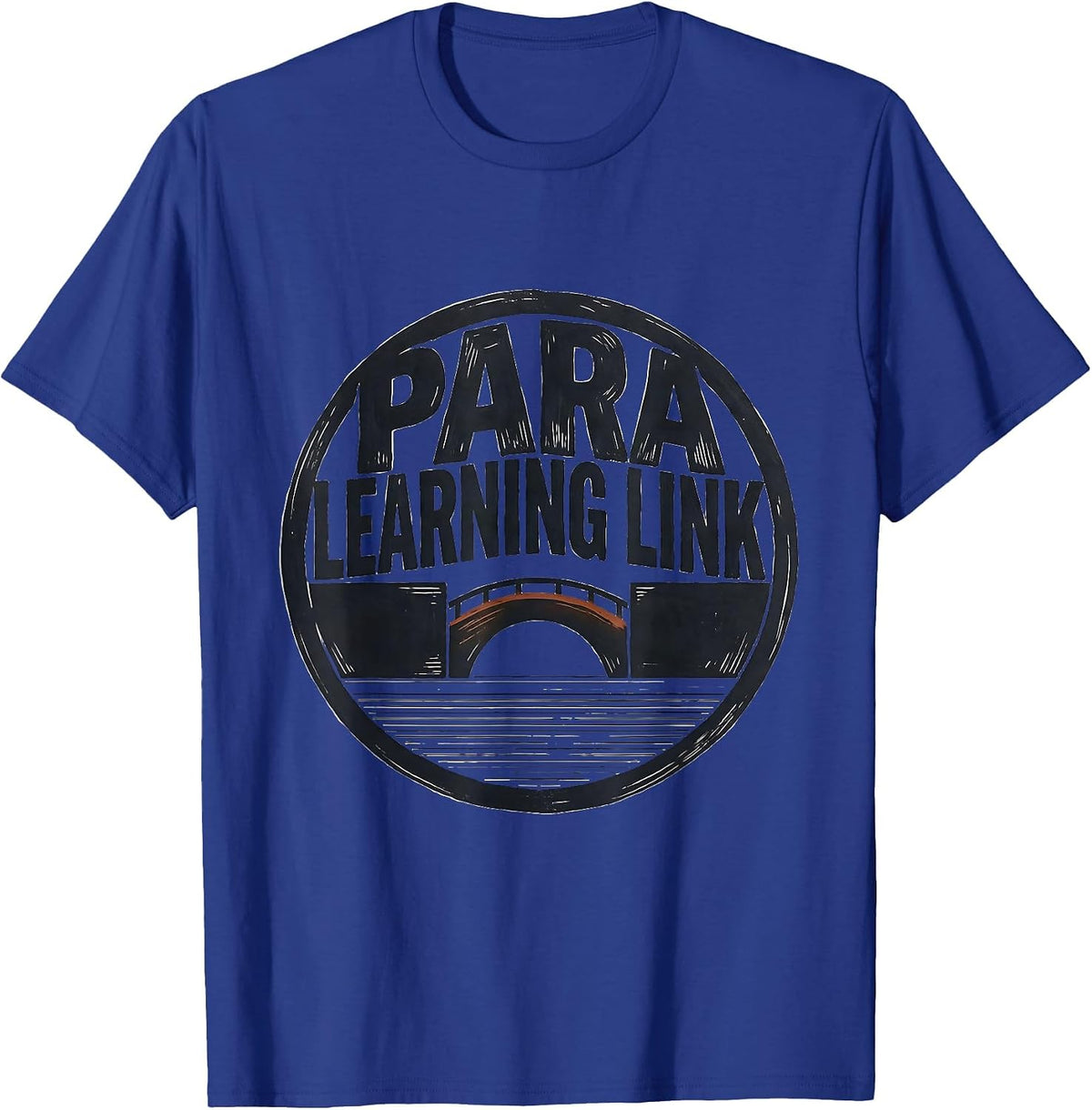 Para Learning Link Linocut Teacher's Aide Appreciation Badge T-Shirt - Royal Blue