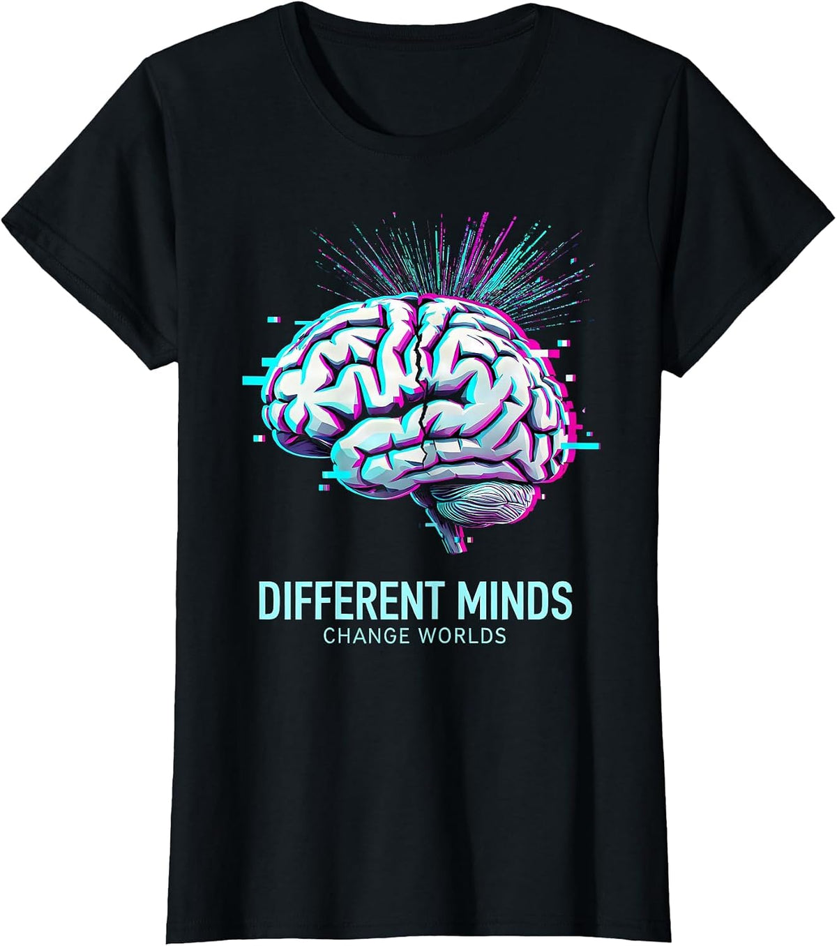 Women's Different Minds Change Worlds Autism Awareness T-Shirt - Black