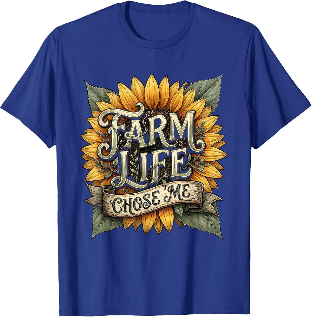 Men's Farm Life Chose Me Rustic Country Design T-Shirt - Royal Blue