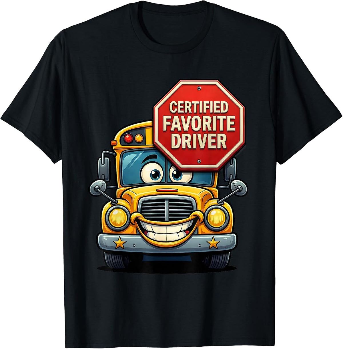 Men's Certified Favorite Driver Funny School Bus Driver T-Shirt - Black