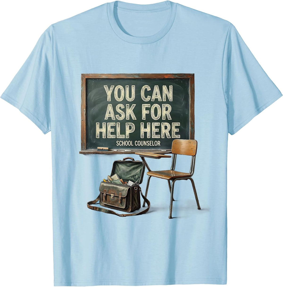 Men's You Can Ask For Help Here — School Counselor Vintage T-Shirt - Baby Blue
