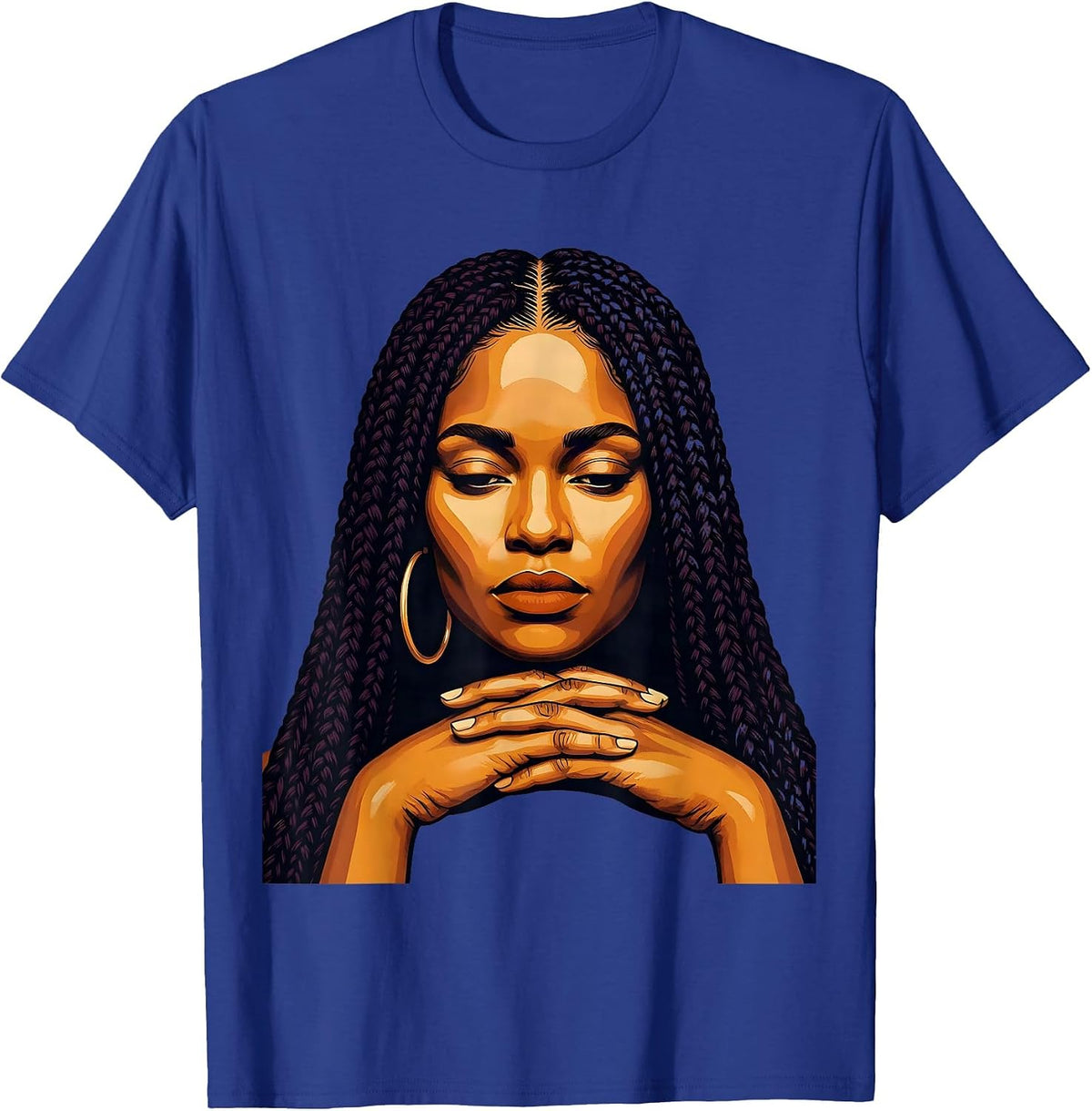 Men's Black Woman Braids Screenprint Unapologetic Pride T-Shirt - Royal Blue