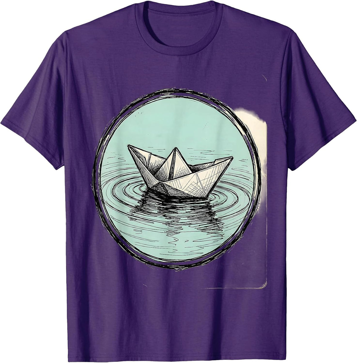 Men's Autism Awareness Paper Boat Reflective Water Design T-Shirt - Purple