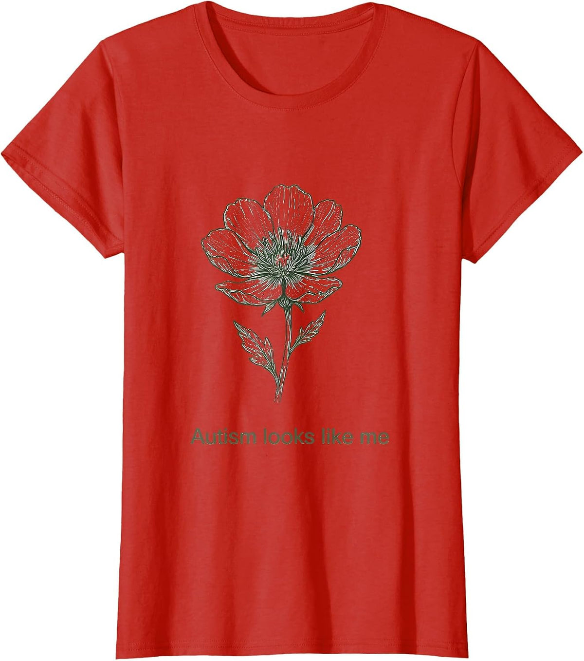 Women's Autism Looks Like Me Awareness Design T-Shirt - Red