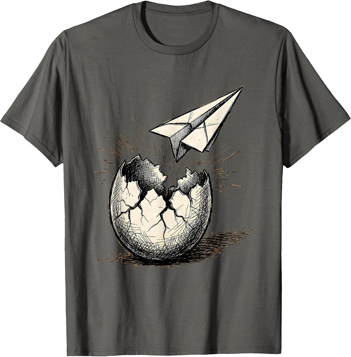 Men's Dyslexia Awareness Cracked Egg Paper Airplane T-Shirt - Asphalt Grey