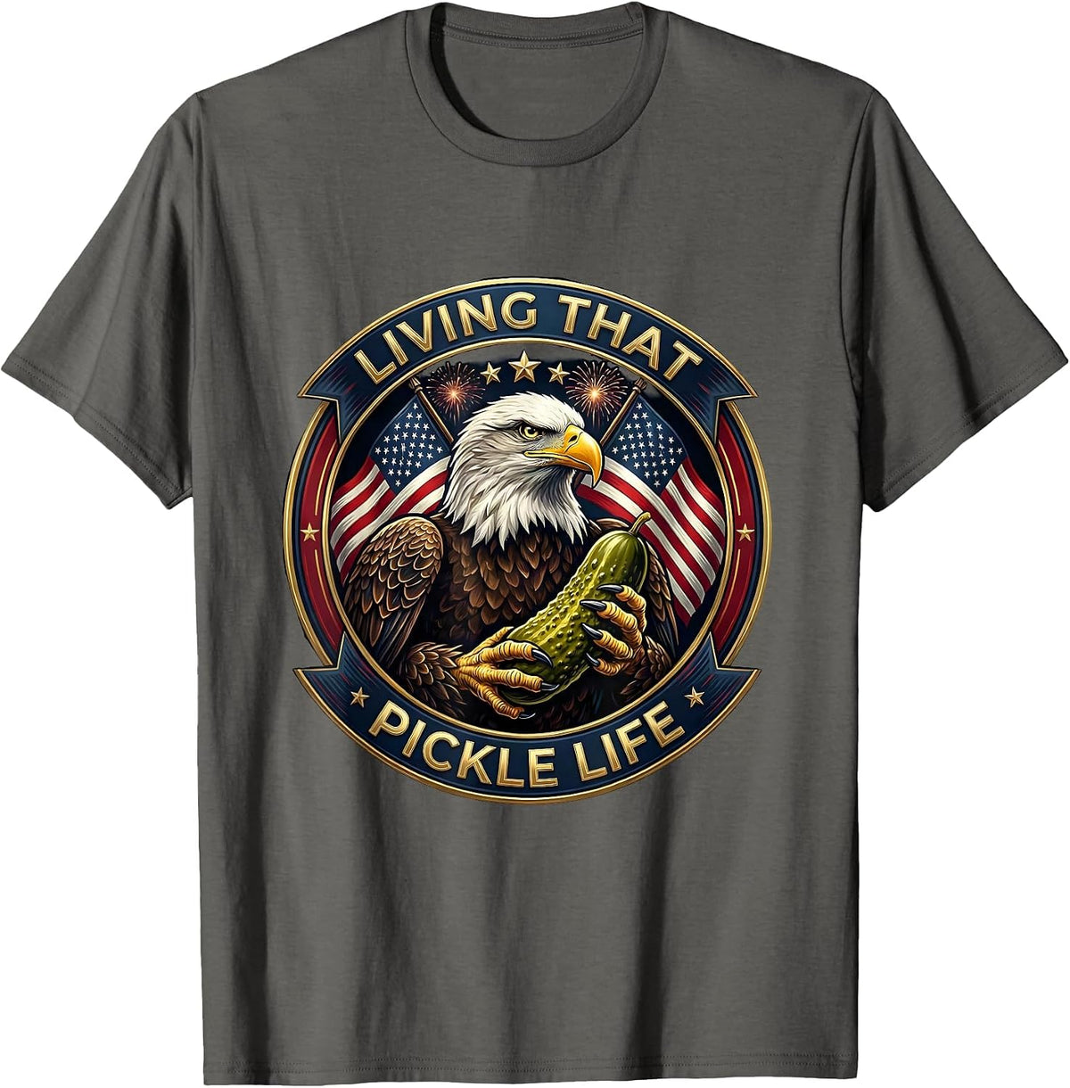 Men's Living That Pickle Life Funny Pickle Design T-Shirt - Asphalt Grey