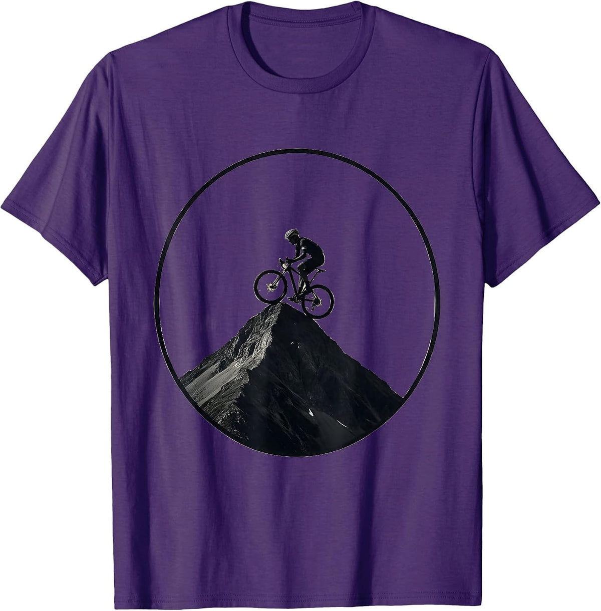 Men's Cyclist Conquering Mountain Summit Graphic T-Shirt - Purple
