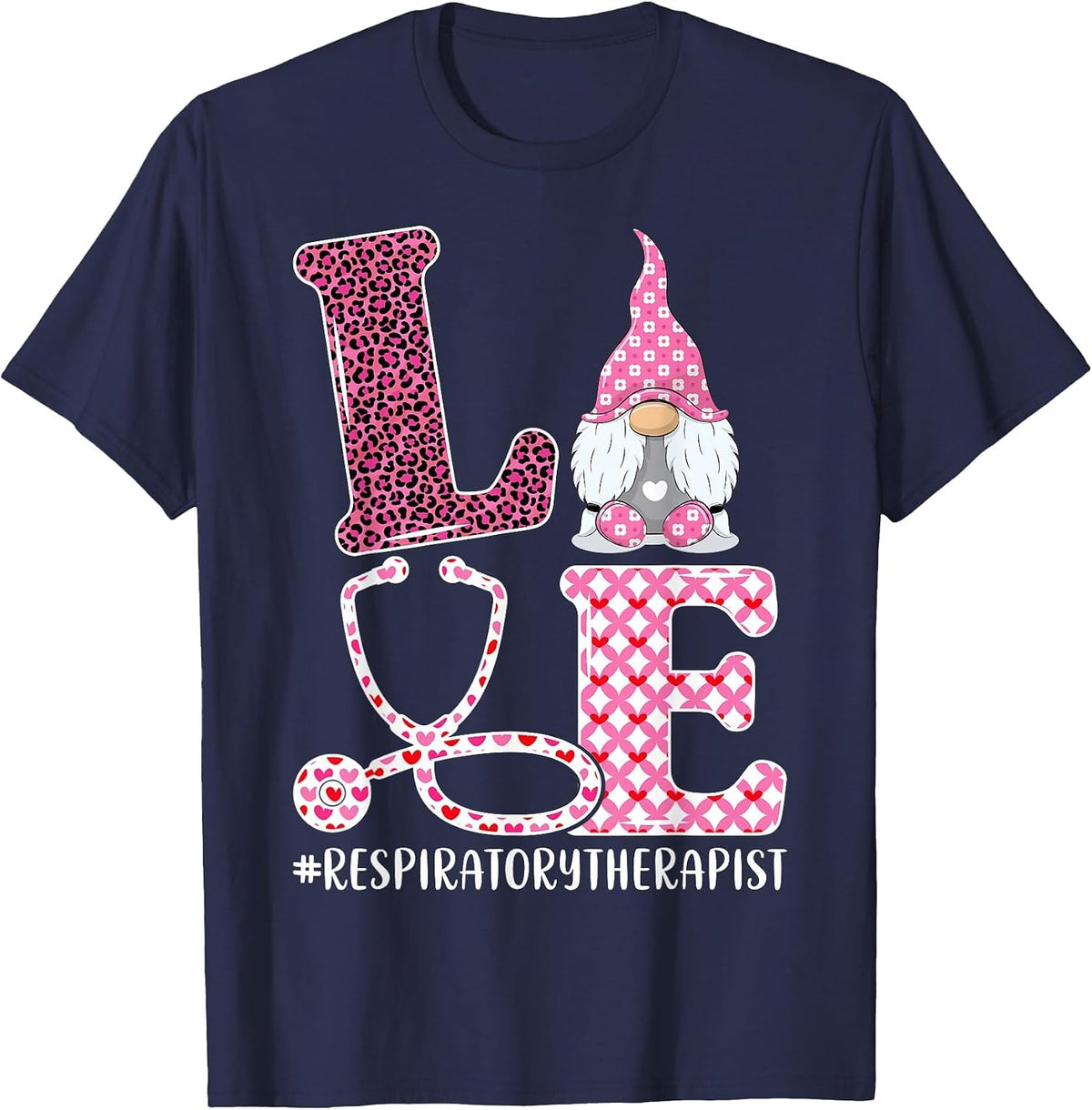 Love Respiratory Therapist - Gnome Respiratory Therapy RT T-Shirt - Navy Blue