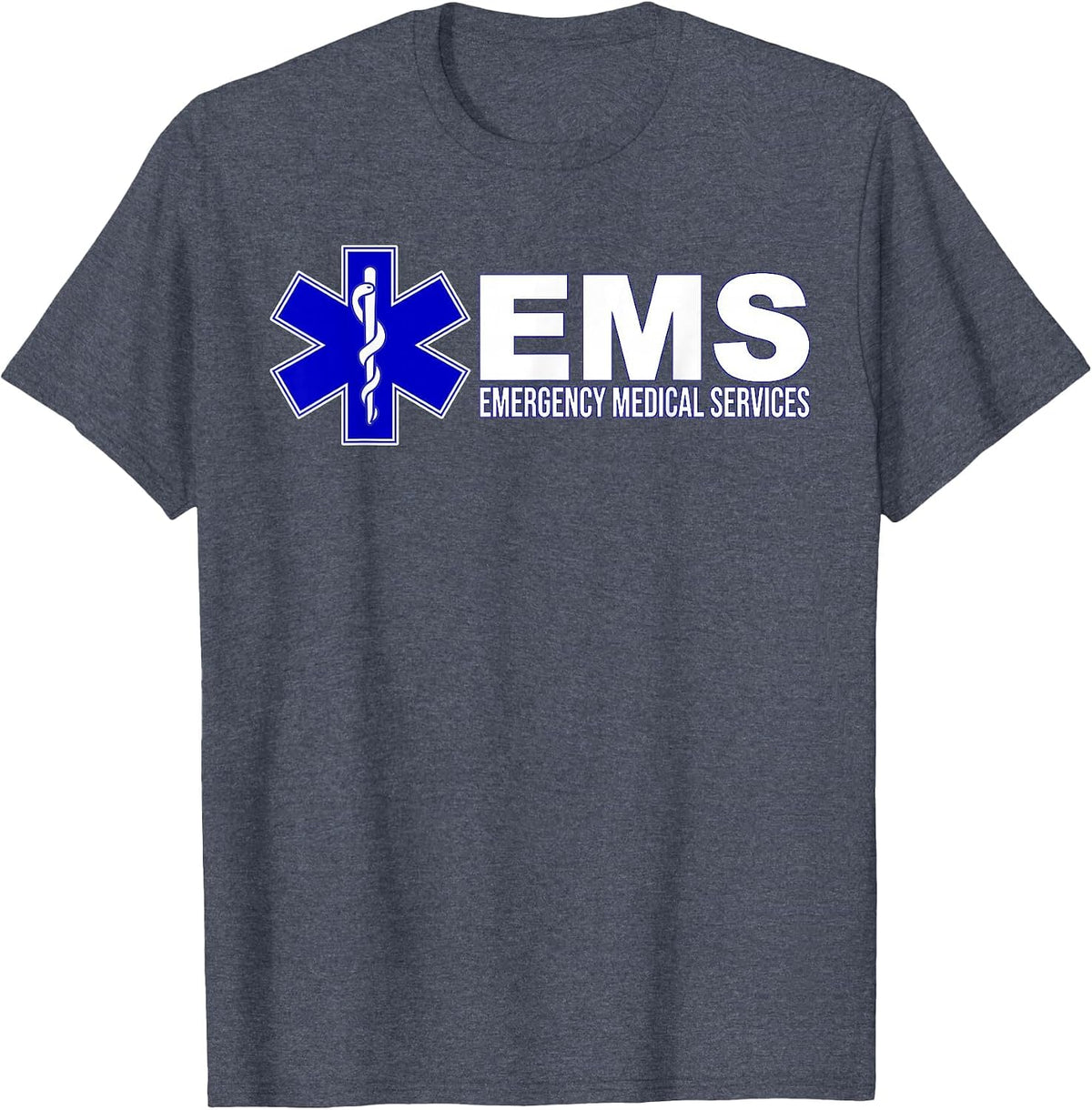 EMS Star of Life Emergency Medical Services Paramedic EMT T-Shirt - Heather Blue