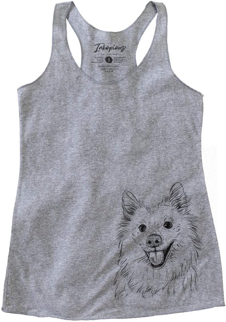 Bare Miki the American Eskimo Dog Triblend T-Shirt - Grey Racerback