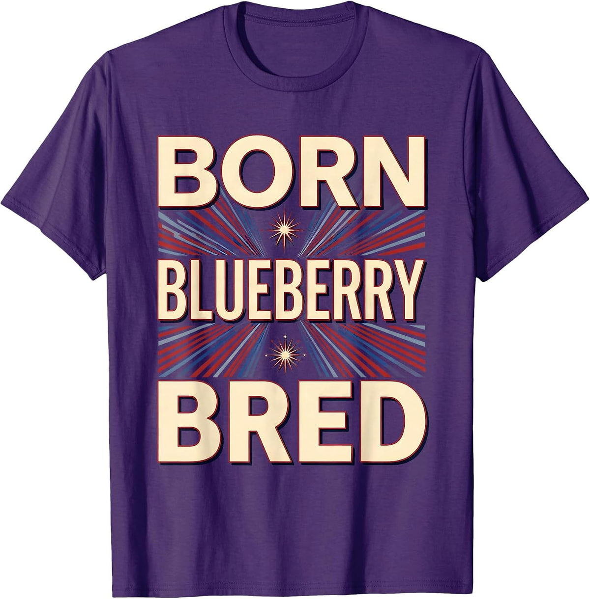 Men's Born Blueberry Bred Red White and Blueberries Design T-Shirt - Purple
