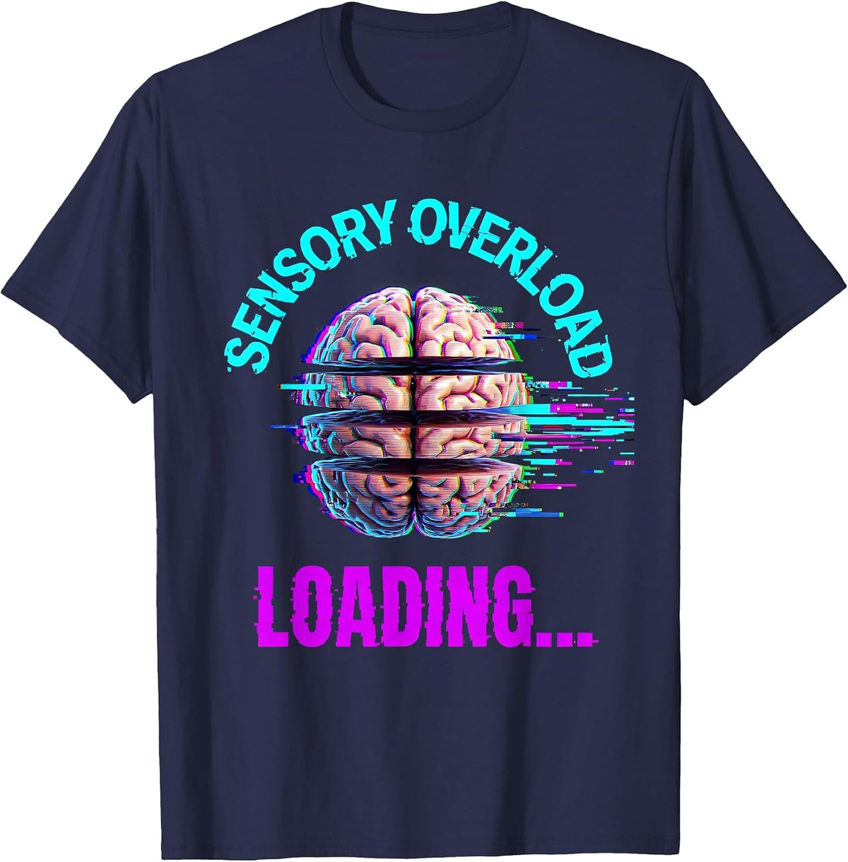 Sensory Overload Loading Autism Awareness Design T-Shirt - Navy Blue