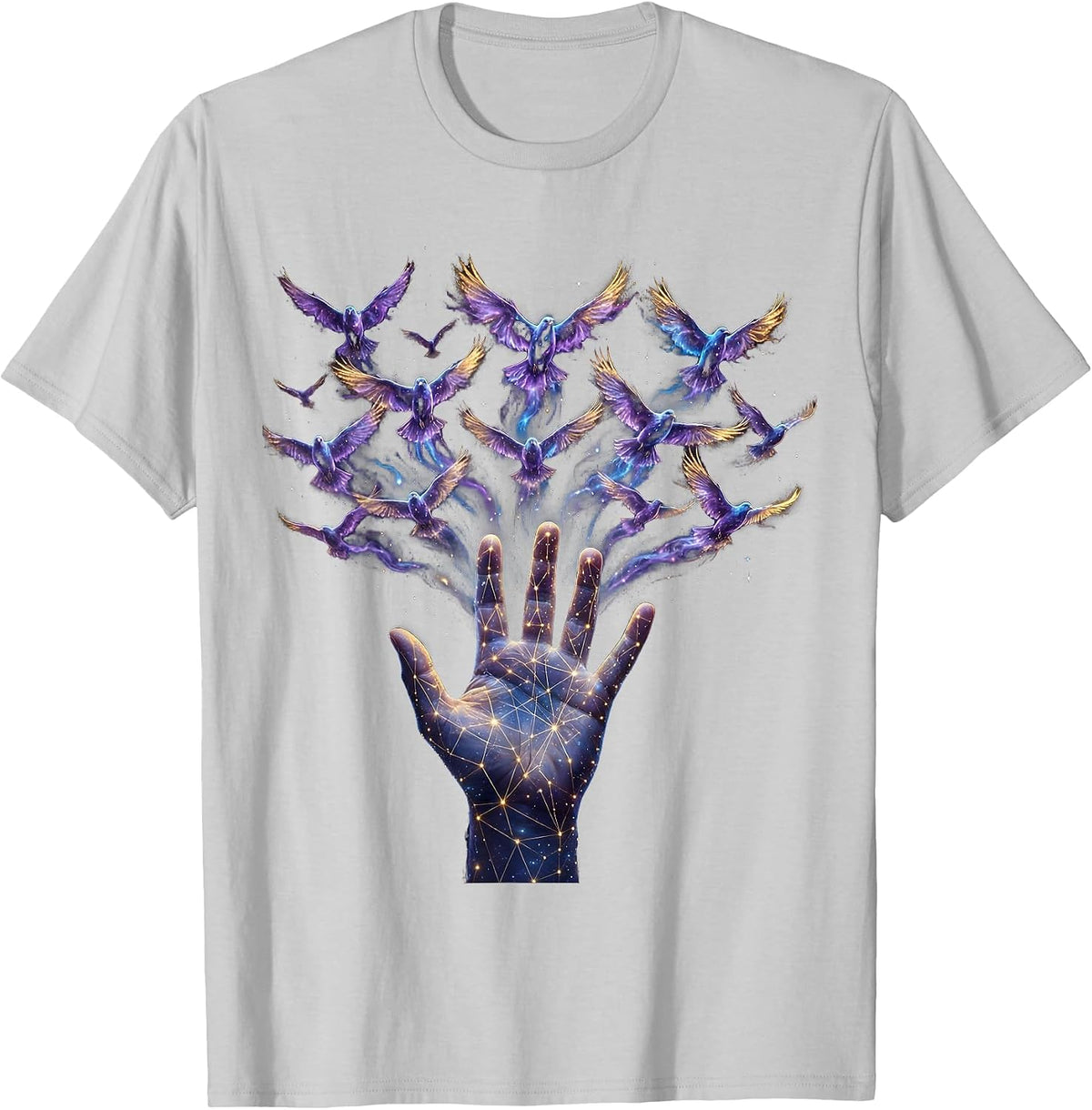 Men's Autism Awareness Colorful Birds Freedom Design T-Shirt - Silver Grey