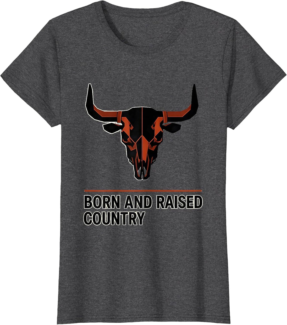 Women's Born and Raised Country Pride Graphic Design T-Shirt - Dark Heather Grey
