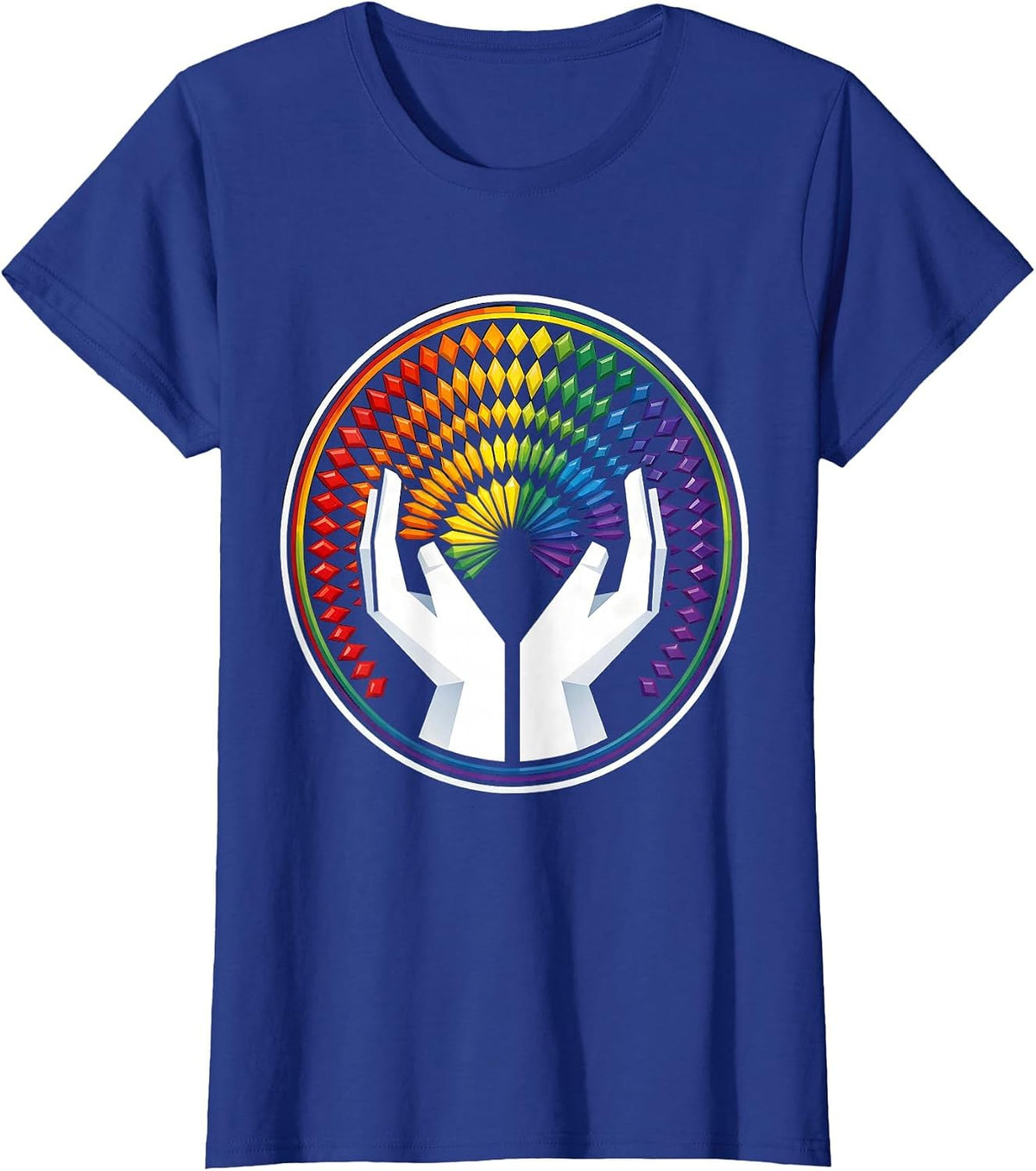 Women's Autism Awareness Rainbow Stones Arrangement Art T-Shirt - Royal Blue