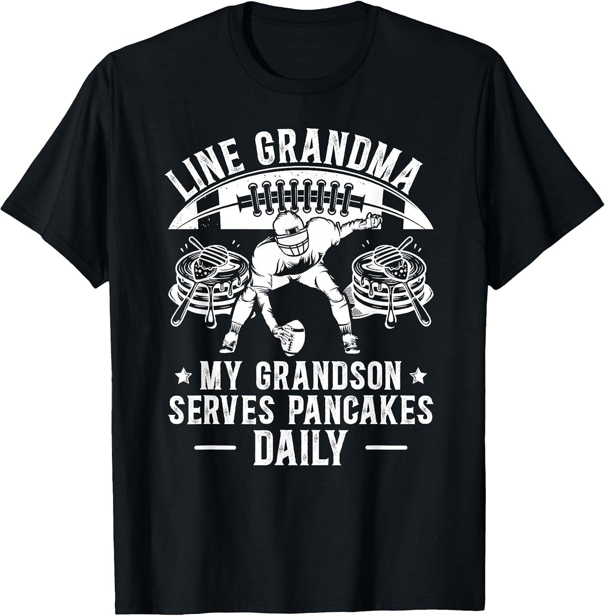 Football Lineman Grandma Funny Football Lineman Grandmother T-Shirt - Black