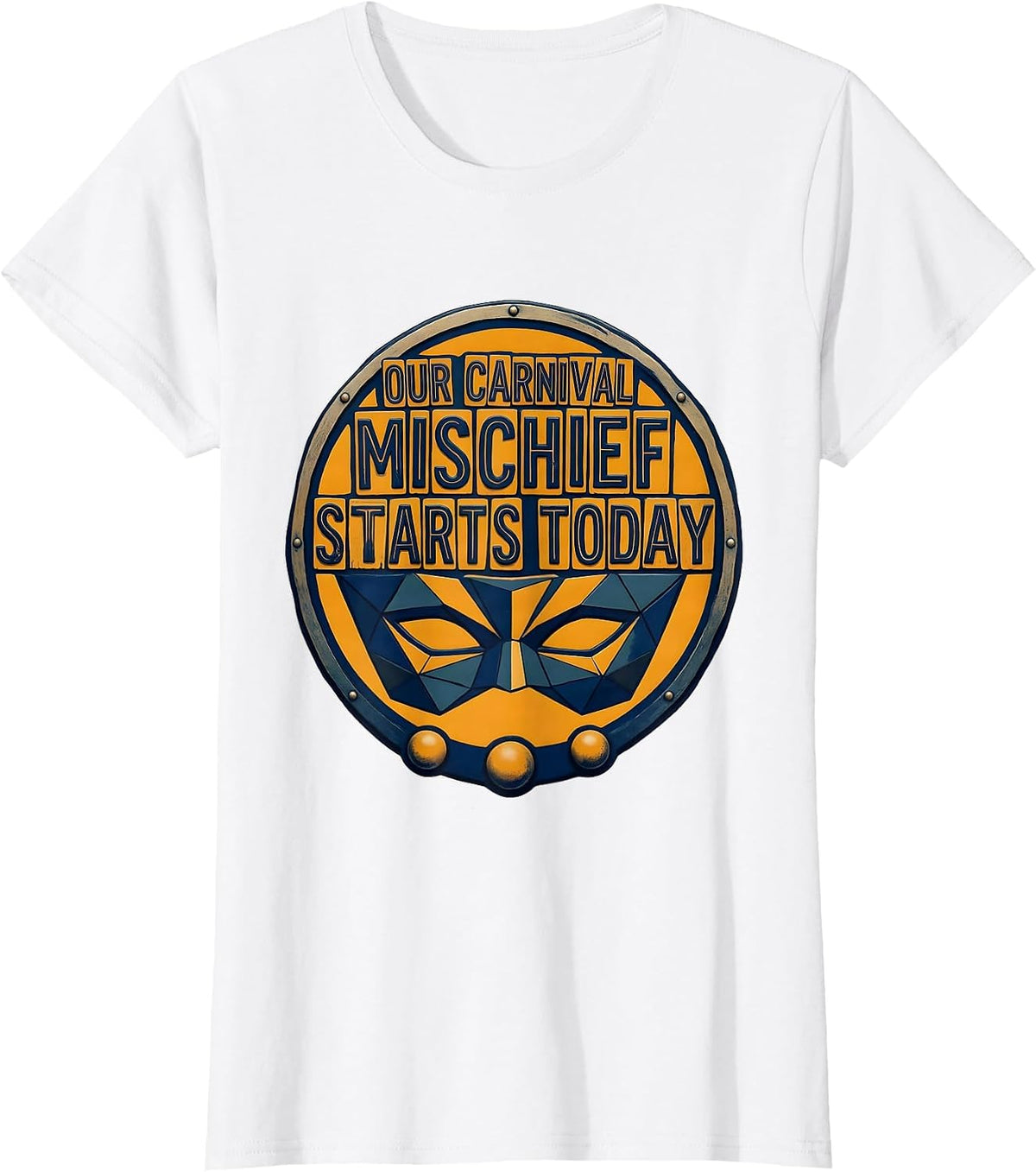 Women's Our Carnival Mischief Starts Today Festive Mardi Gras Jester T-Shirt - White