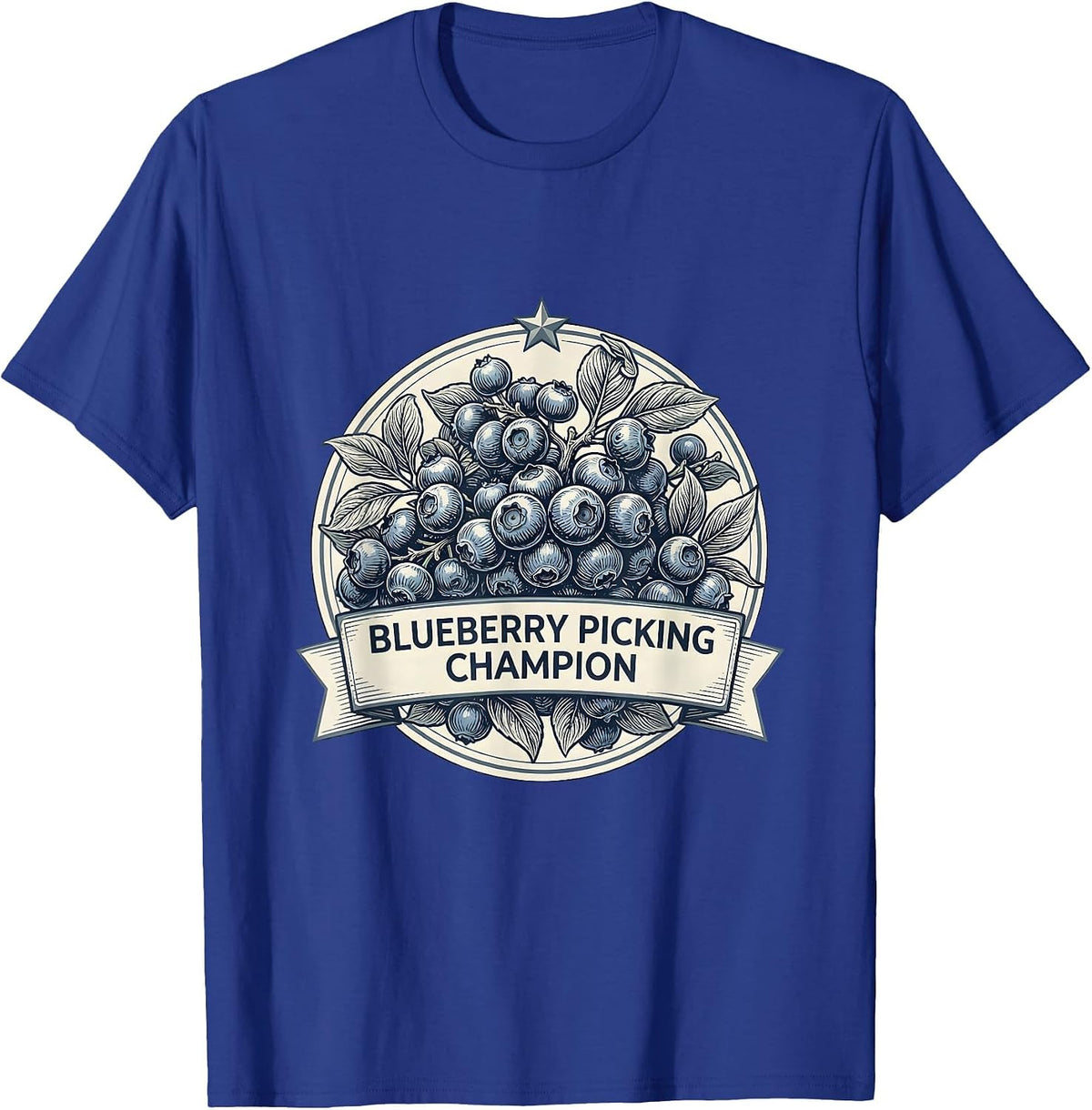 Blueberry Picking Champion Red White and Blueberry T-Shirt - Royal Blue