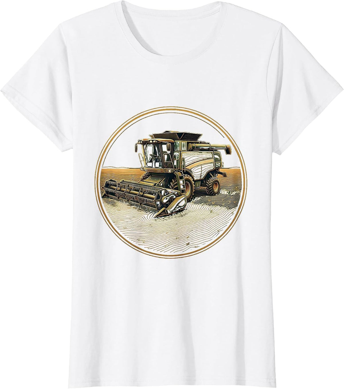 Women's Nebraska Vintage Combine Harvester Wheat Field T-Shirt - White