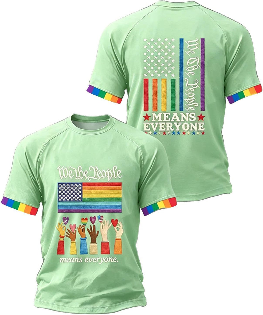 Gay Pride Shirt Men LGBTQ Gay Pride Month T-Shirt Rainbow Graphic Crew Neck Short Sleeve Tee Tops - 01-light Green