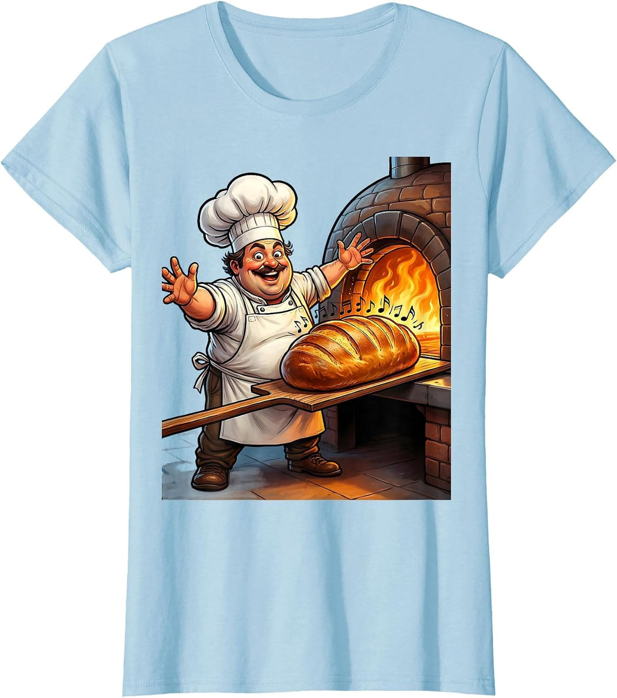 In My Sourdough Era Baker Stone Oven Illustration T-Shirt - Baby Blue