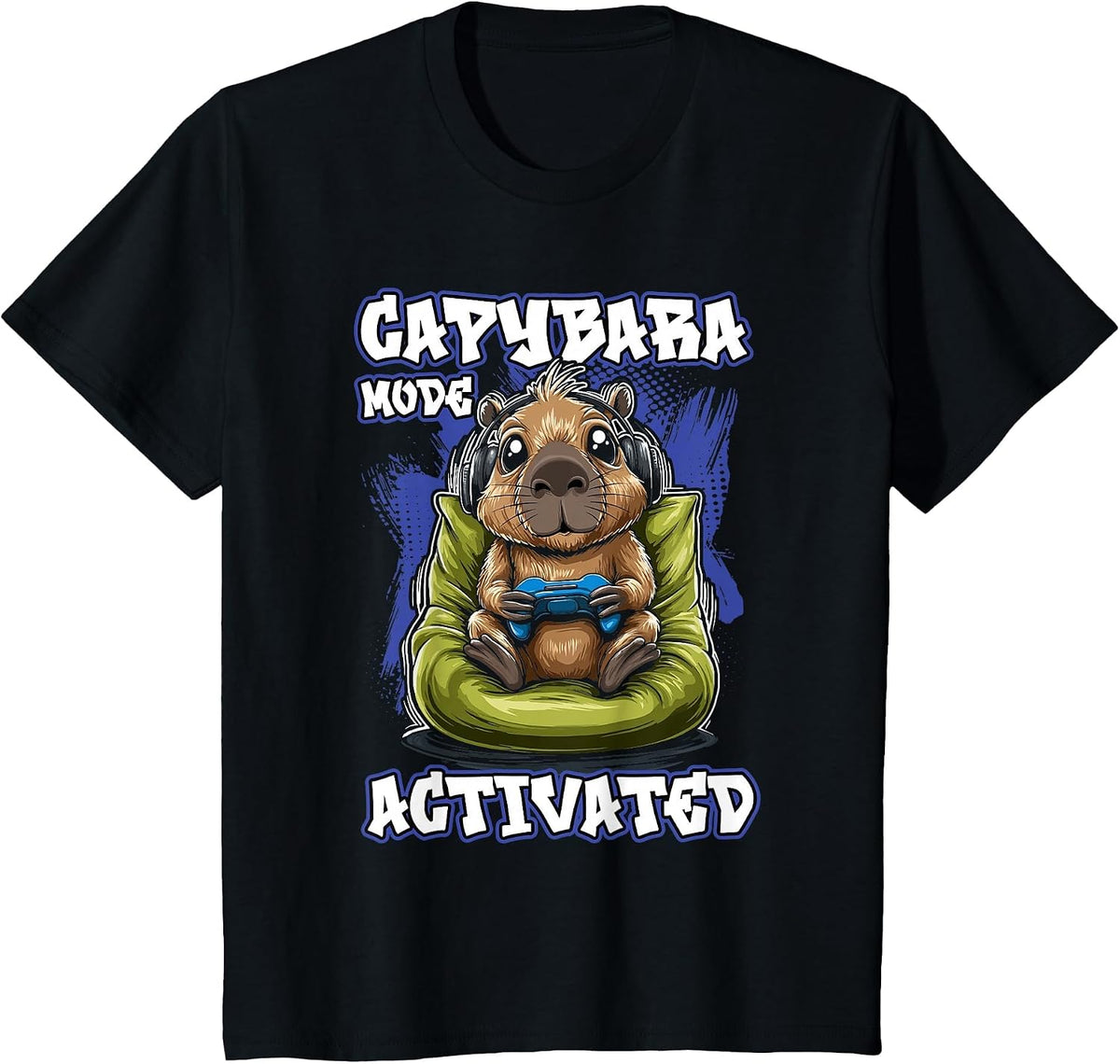 Funny Gaming Capybara | Gamer T-Shirt - Black
