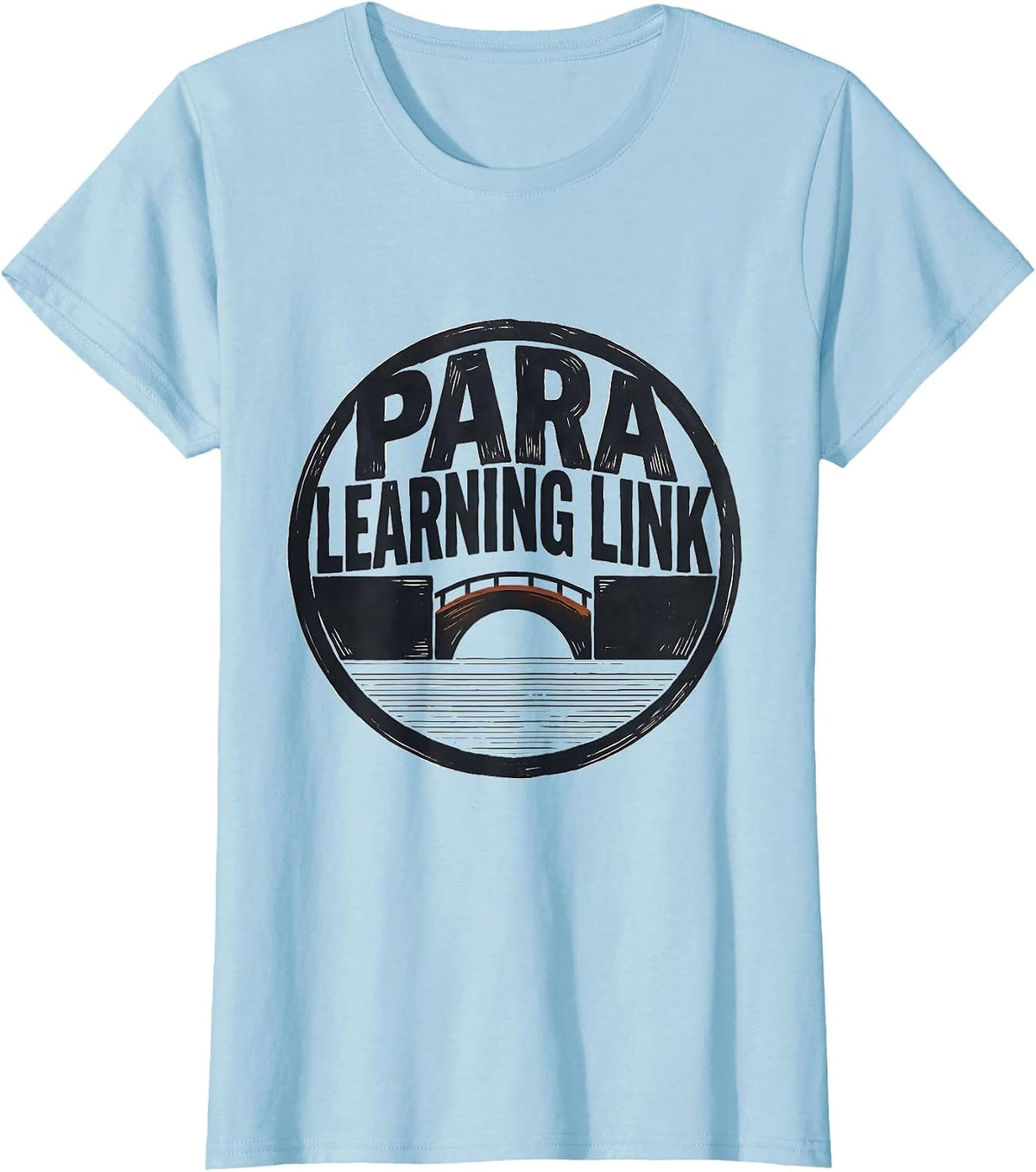 Para Learning Link Linocut Teacher's Aide Appreciation Badge T-Shirt - Baby Blue