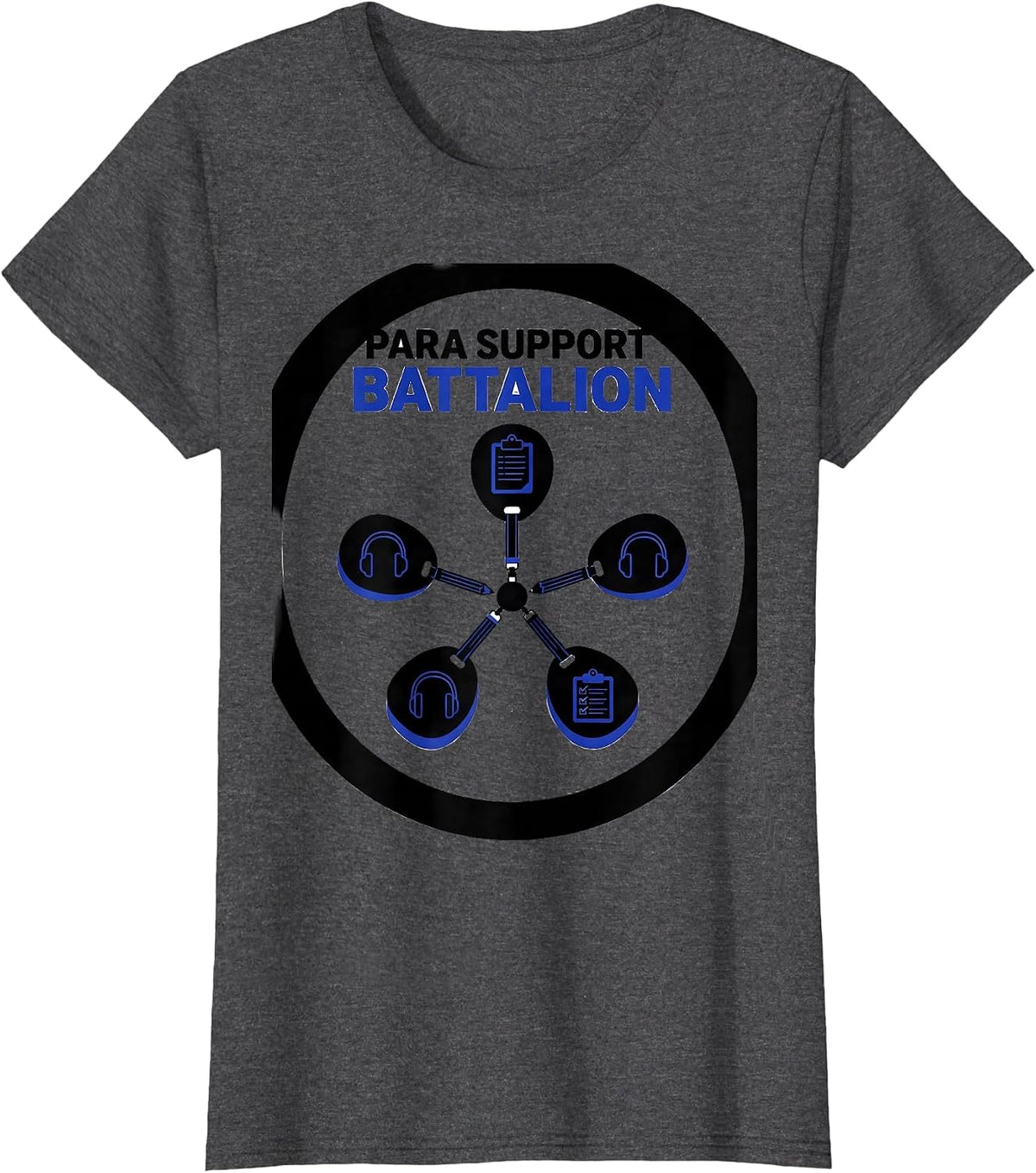 Women's Para Support Battalion Ghost Para Normal Activities SPED T-Shirt - Dark Heather Grey