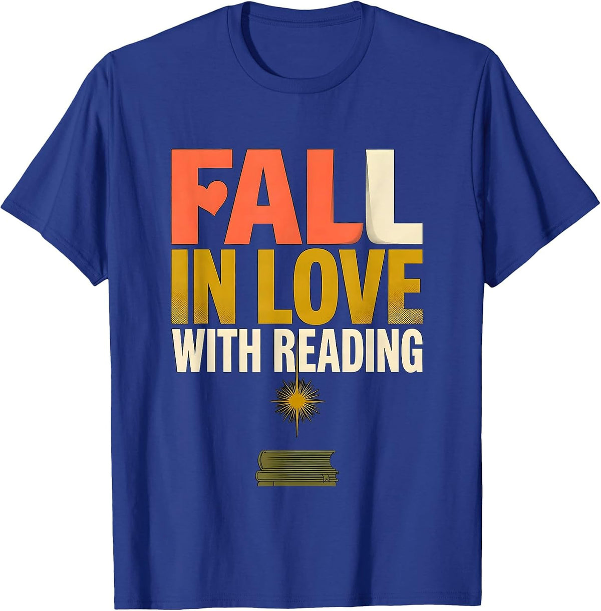 Fall In Love With Reading Midcentury Modern Teacher Book T-Shirt - Royal Blue