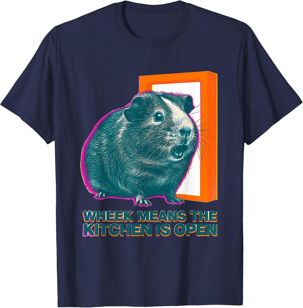 Men's Wheek Means The Kitchen Is Open Funny Guinea Pig Pet Lover T-Shirt - Navy Blue