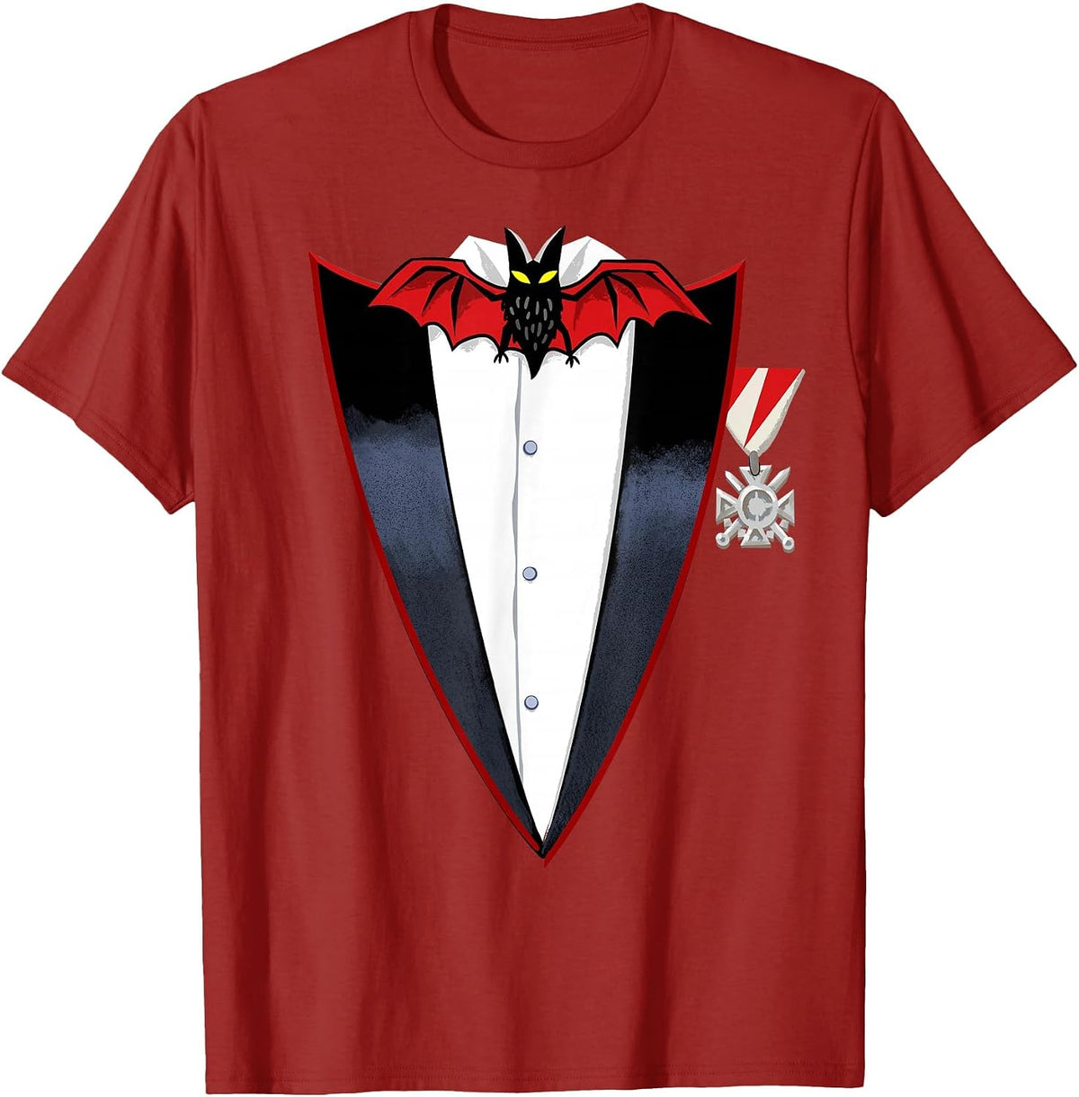 Realistic Dracula Tuxedo - Instant Costume T-Shirt - Cranberry Red