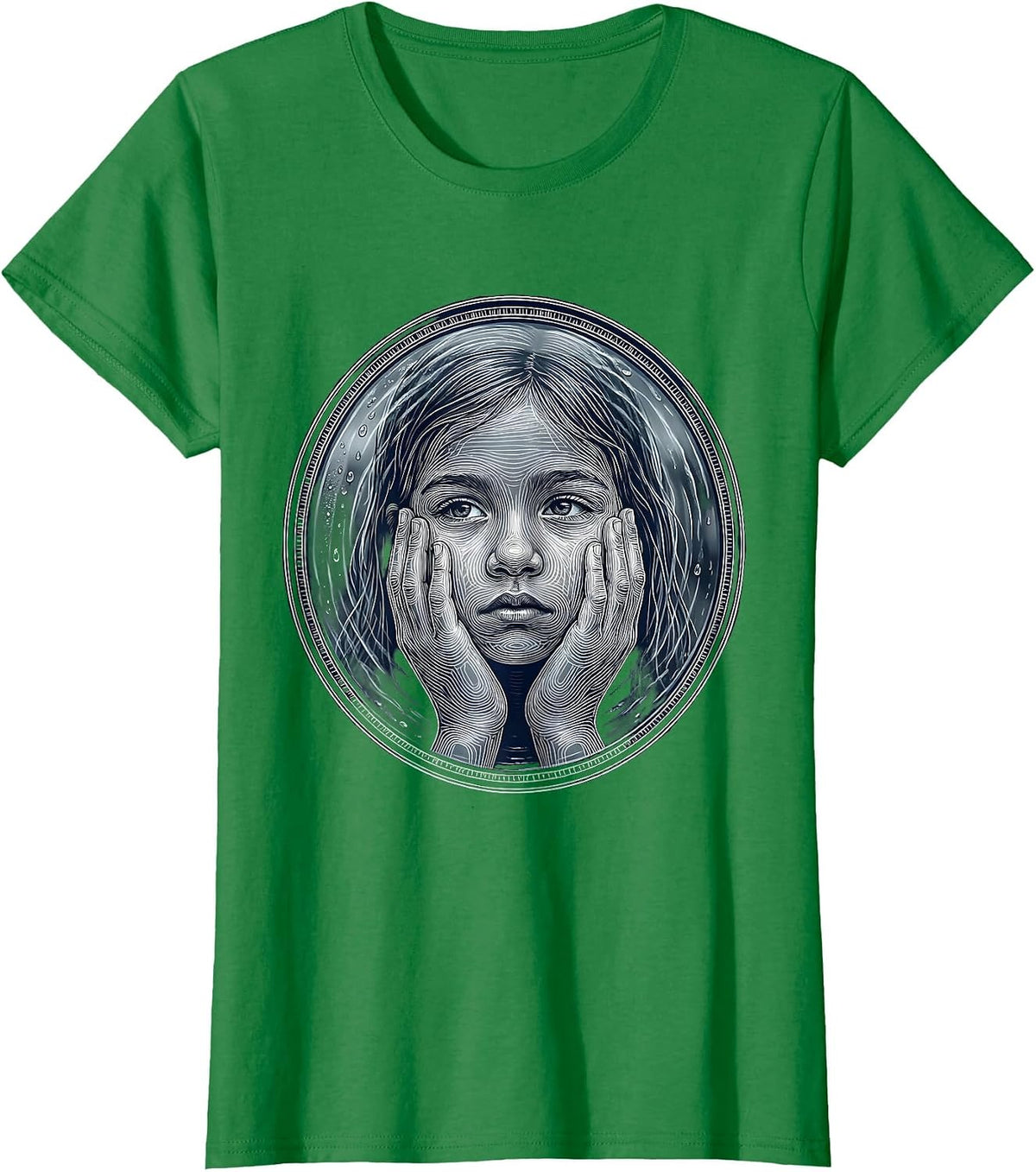 Autism Awareness Foggy Window Reflection Art T-Shirt - Kelly Green