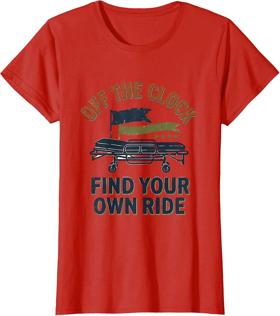 Women's Off The Clock Find Your Own Ride Vintage First Responder T-Shirt - Red