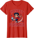 Women's HONEST PLAYMAKER Cartoon Soccer Player Fourth of July T-Shirt - Red