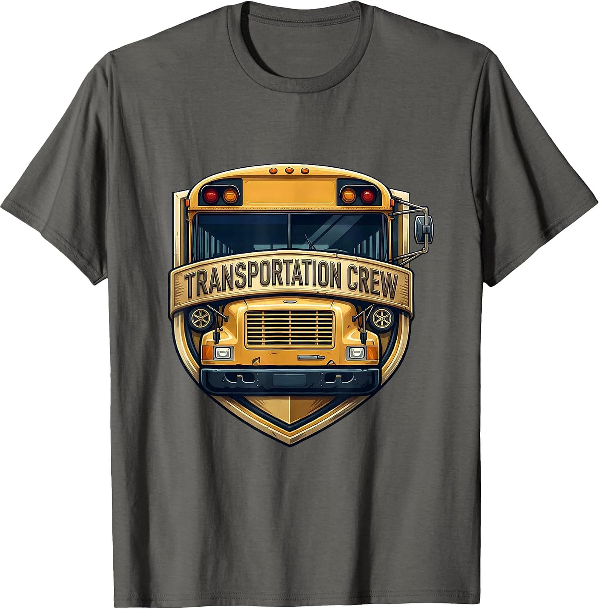 Men's Transportation Crew School Bus Driver Transportation Staff T-Shirt - Asphalt Grey