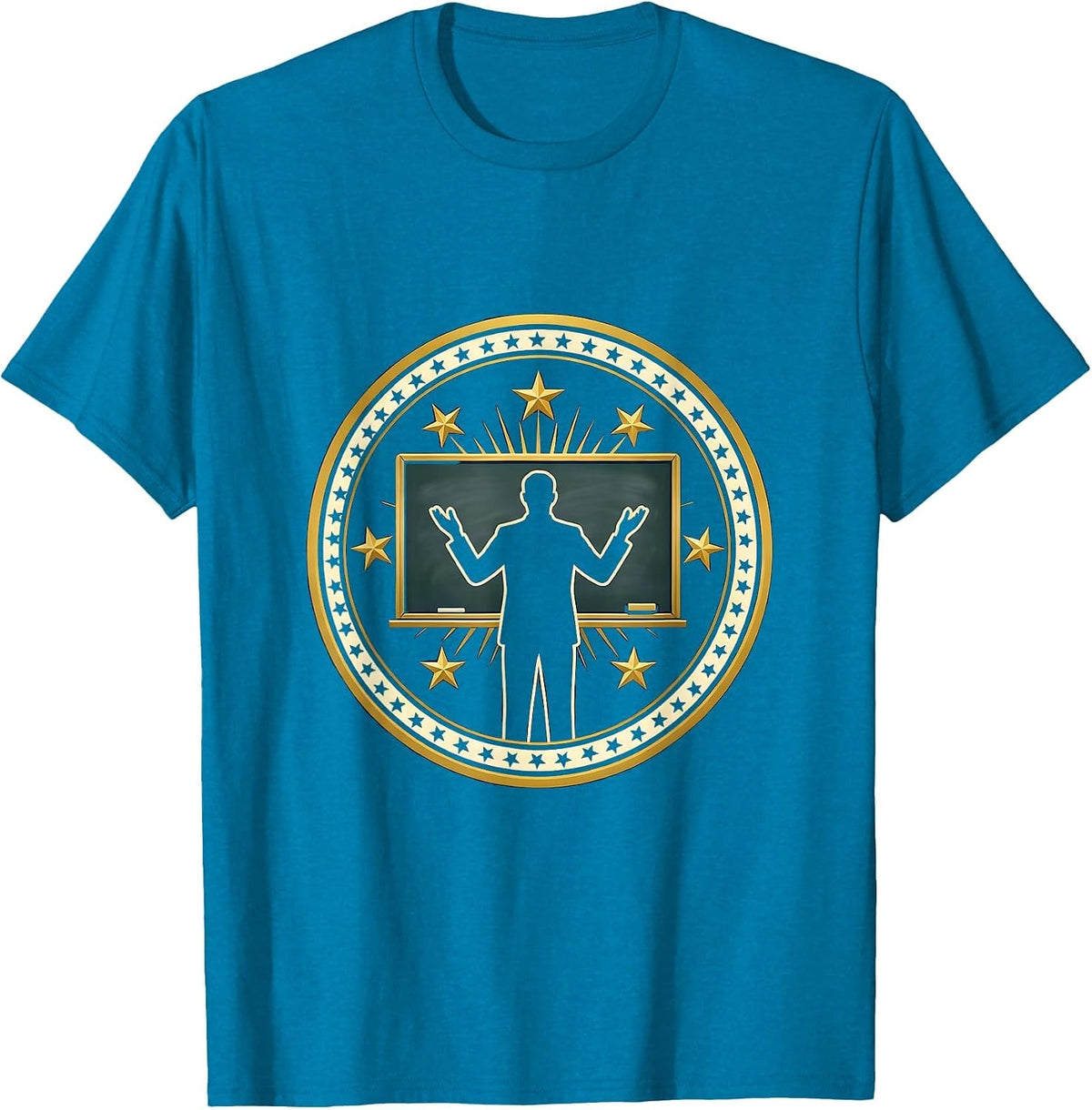 Special Education Teacher Chalkboard Stars Design T-Shirt - Sapphire Blue